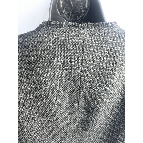 Saks Fifth Avenue Black Tweed Open Front Jacket Transitional Blazer sz M Formal - Picture 6 of 11